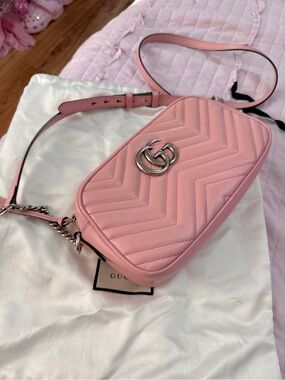 Authentic Gucci GG marmont leather handbag pink
